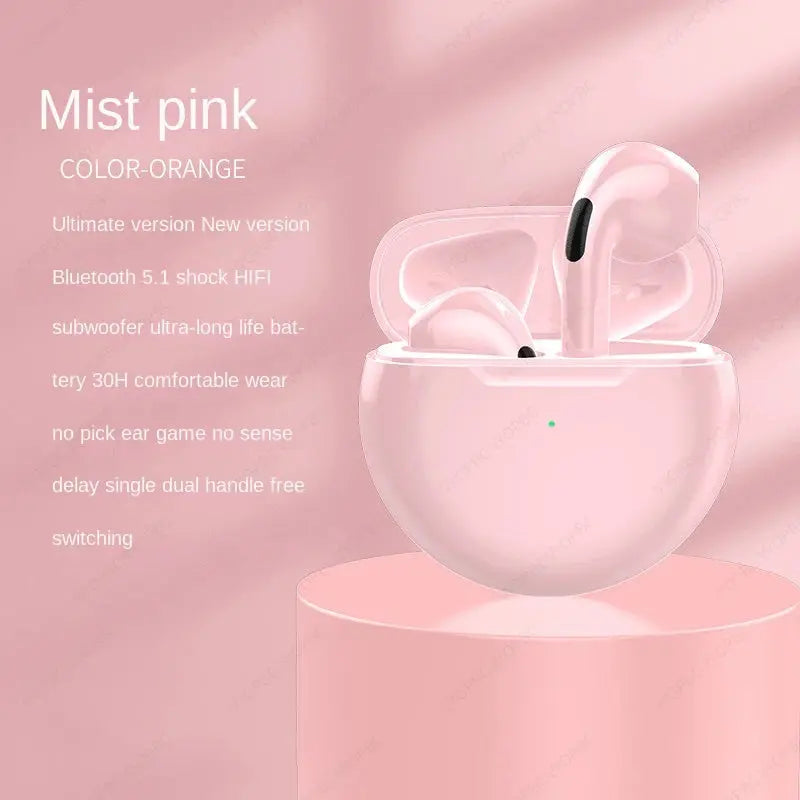 Original Air Pro 6 TWS Wireless Bluetooth Earphones Mini Pods Earbuds Earphone Headset For Xiaomi Android Apple iPhone Headphone - MaJuah