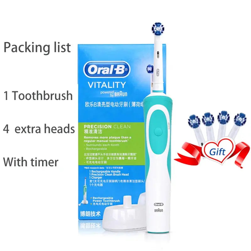 Oral B Electric Toothbrush Adult Rotation Clean Teeth Charging Tooth Brush 3D Whiten Teeth Oral Care Brush With Gift Brush Heads - MaJuah