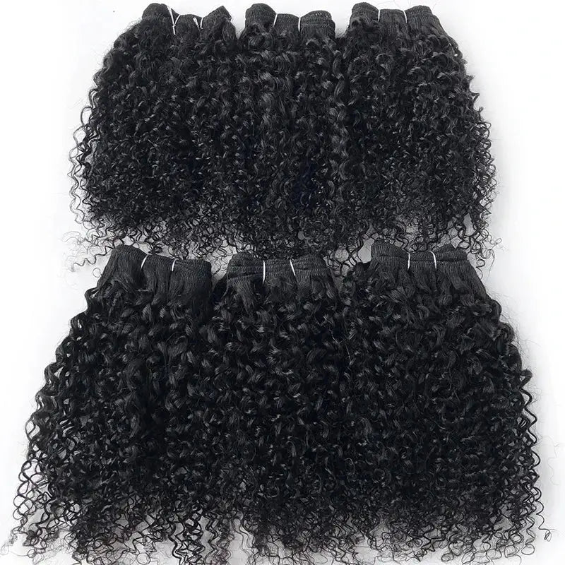 6Pcs/Lot Peruvian Curly Bundles Jerry Curl Double Drawn Human Hair Remy Funmi Hair T1B 30 99J Colored Hair Extension - MaJuah