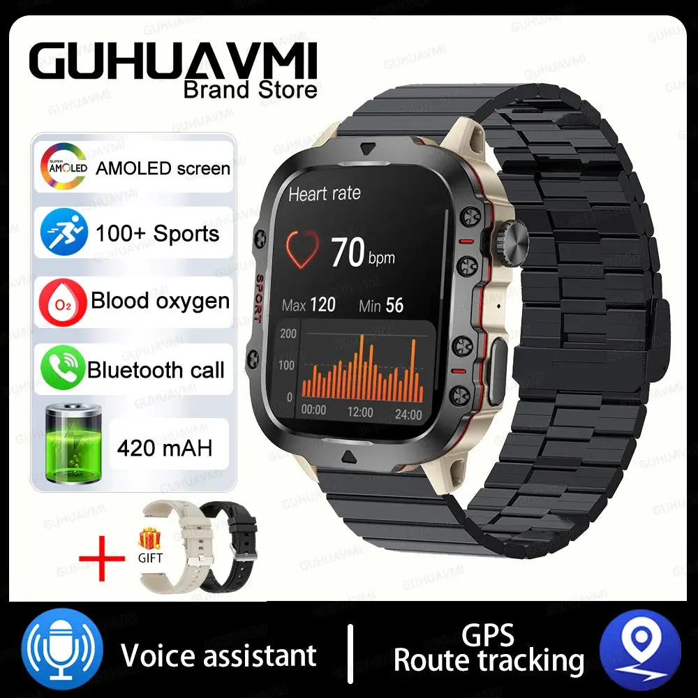 2024 Outdoor Military 3ATM Waterproof Smart Watch Men 420mAh Battery Heart Rate Sports Fitness Watches Bluetooth Call Smartwatch - MaJuah