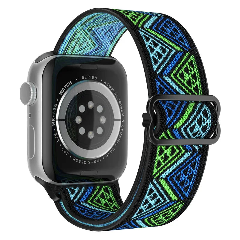 Elastic Strap for Apple Watch Series 9/8/7 6 5 4 Se ultra 2 49mm 41mm 45mm 40mm/44mm pride Nylon loop Shiny Bracelet iWatch Band