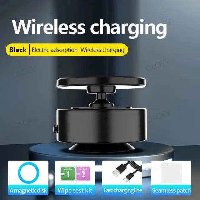 Wireless fast charging 360°rotatable vacum car holder For iPhone Samsung Xiaomi magnetic car mount vacuum phone holder - MaJuah