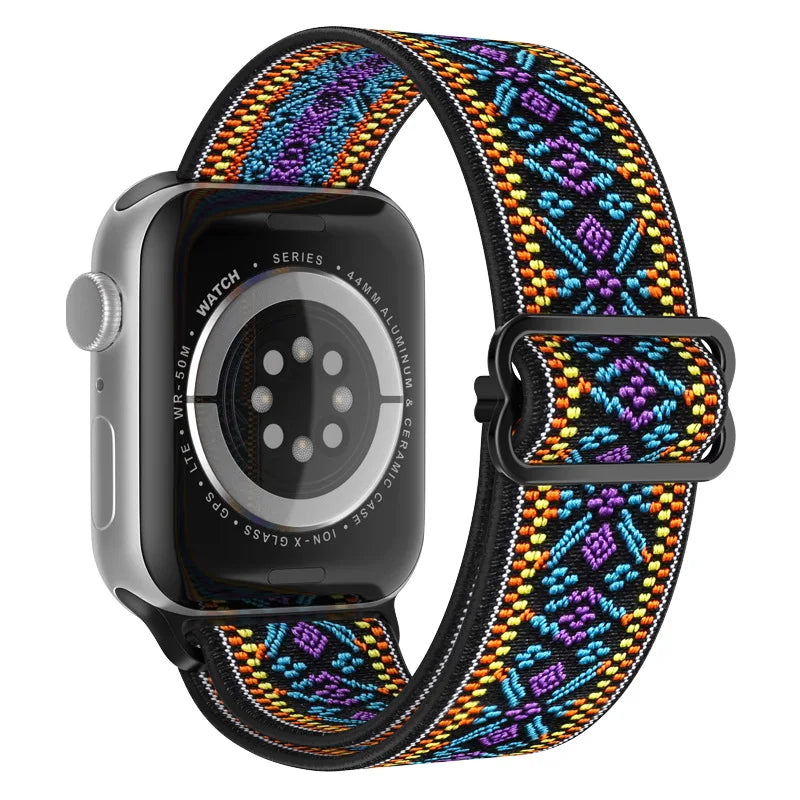 Elastic Strap for Apple Watch Series 9/8/7 6 5 4 Se ultra 2 49mm 41mm 45mm 40mm/44mm pride Nylon loop Shiny Bracelet iWatch Band