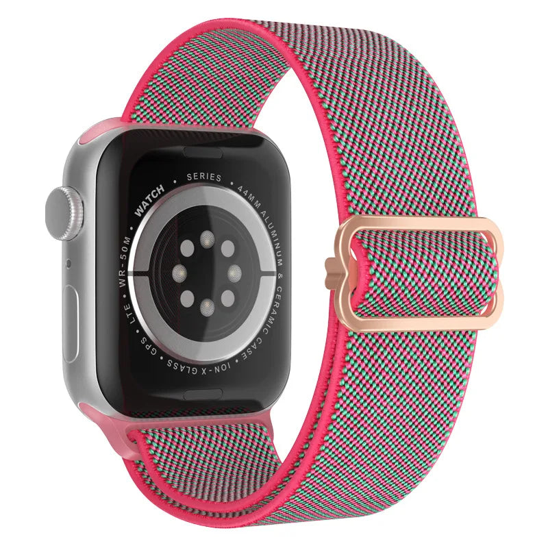 Elastic Strap for Apple Watch Series 9/8/7 6 5 4 Se ultra 2 49mm 41mm 45mm 40mm/44mm pride Nylon loop Shiny Bracelet iWatch Band