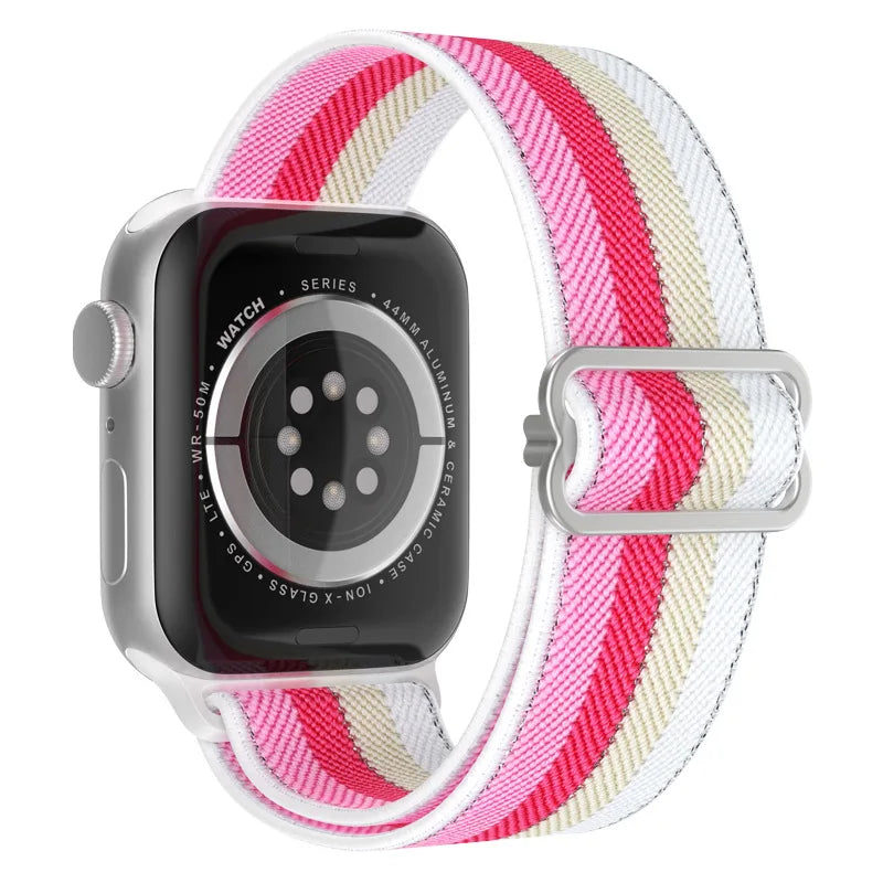 Elastic Strap for Apple Watch Series 9/8/7 6 5 4 Se ultra 2 49mm 41mm 45mm 40mm/44mm pride Nylon loop Shiny Bracelet iWatch Band