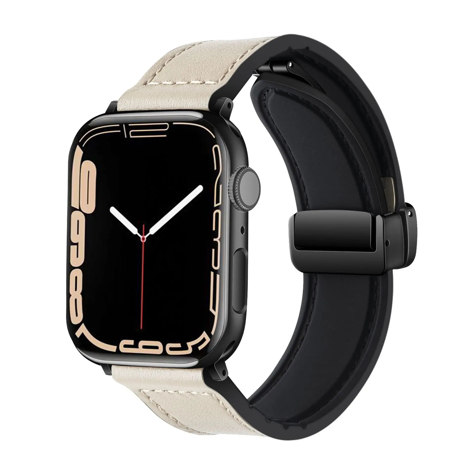 Magnetic Strap for Apple watch band 44mm 40mm 45mm 41mm Genuine Leather+silicone bracelet iWatch series 9 8 7 6 se ultra 2 49mm