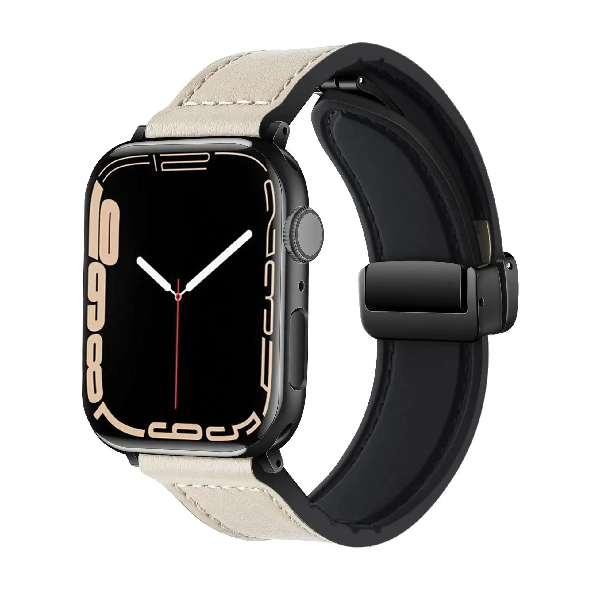 Magnetic Strap for Apple watch band 44mm 40mm 45mm 41mm Genuine Leather+silicone bracelet iWatch series 9 8 7 6 se ultra 2 49mm - MaJuah