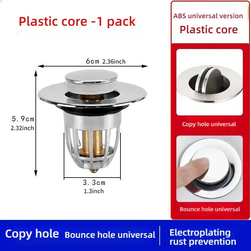 Washbasin Leak Plug ABS Floor Drain Filter Anti Odor Pop-Up Bounce Core Basin Stopper Hair Sink Strainer - MaJuah
