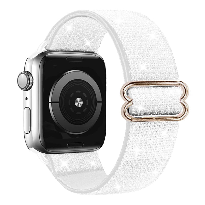 Elastic Strap for Apple Watch Series 9/8/7 6 5 4 Se ultra 2 49mm 41mm 45mm 40mm/44mm pride Nylon loop Shiny Bracelet iWatch Band