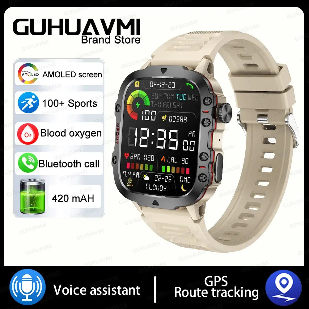 2024 Outdoor Military 3ATM Waterproof Smart Watch Men 420mAh Battery Heart Rate Sports Fitness Watches Bluetooth Call Smartwatch - MaJuah