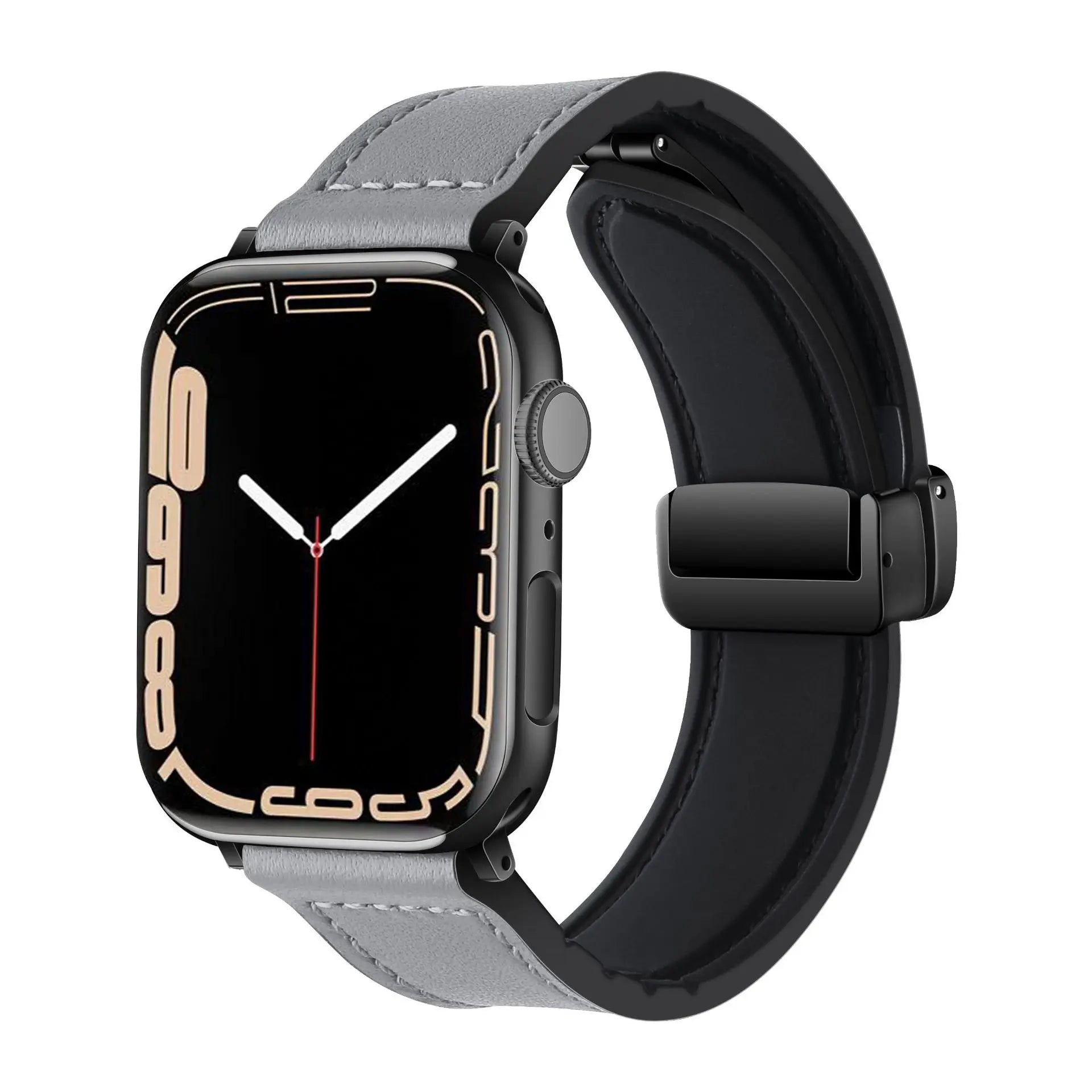 Magnetic Strap for Apple watch band 44mm 40mm 45mm 41mm Genuine Leather+silicone bracelet iWatch series 9 8 7 6 se ultra 2 49mm