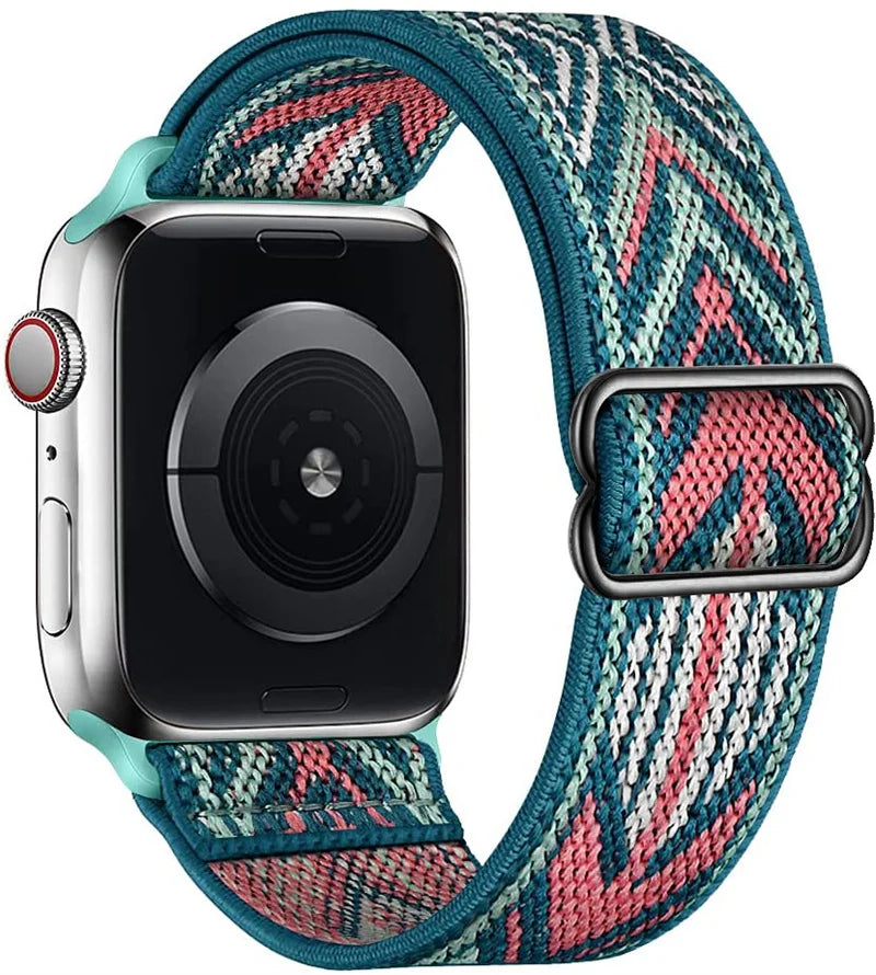 Elastic Strap for Apple Watch Series 9/8/7 6 5 4 Se ultra 2 49mm 41mm 45mm 40mm/44mm pride Nylon loop Shiny Bracelet iWatch Band