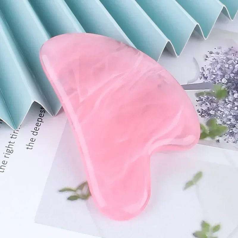 Resin Gua Sha Massage Board for Face Rose Pink Guasha Plate Jade Face Massager Scrapers Tools for Face Neck Back Body