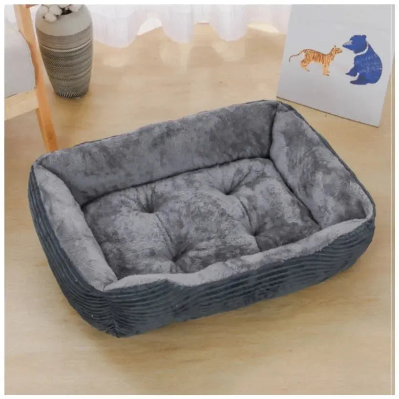 Bed for Dog Cat Pet Square Plush Kennel Medium Small Dog Sofa Bed Cushion Pet Calming Dog Bed House Pet Supplies Accessories - MaJuah