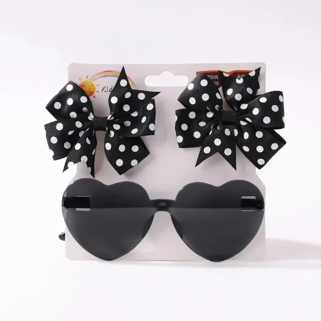 Cute Dot Hairpin and Heart Sunglasses Set for Kids - MaJuah
