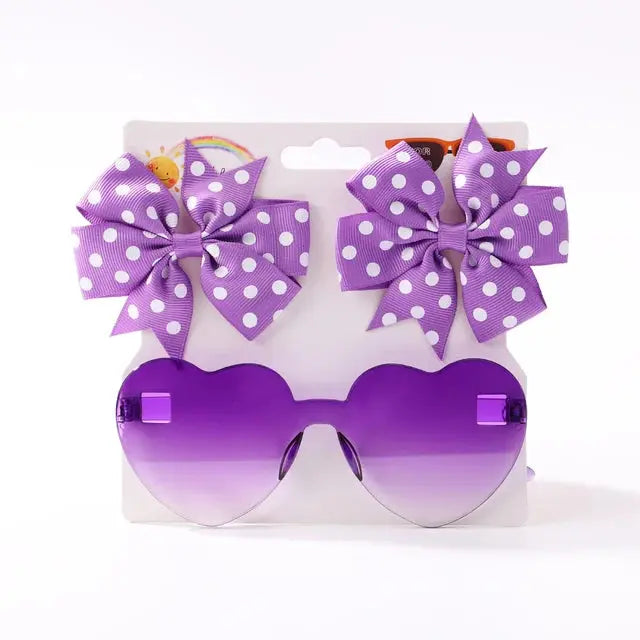 Cute Dot Hairpin and Heart Sunglasses Set for Kids - MaJuah