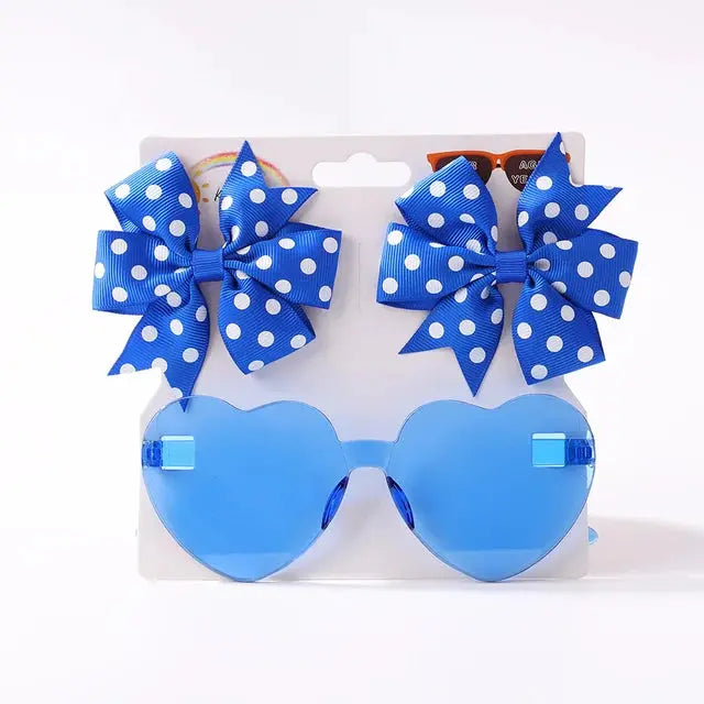 Cute Dot Hairpin and Heart Sunglasses Set for Kids - MaJuah
