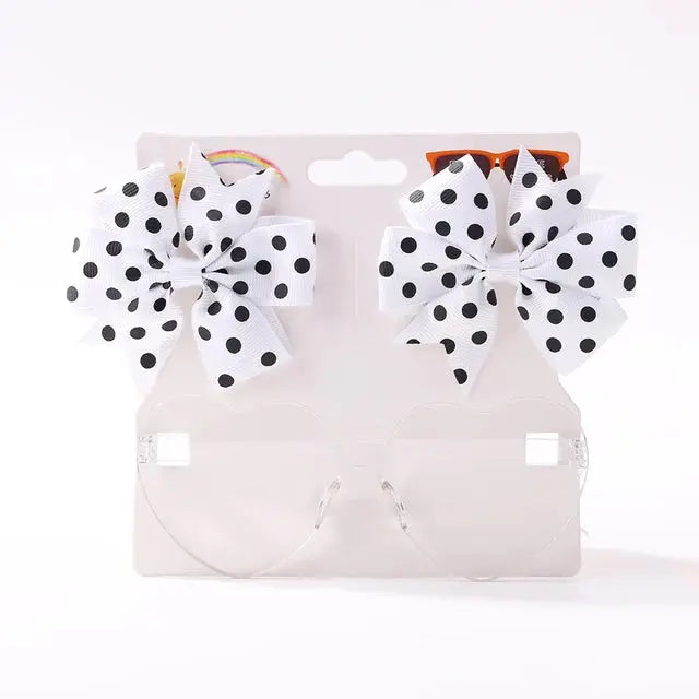 Cute Dot Hairpin and Heart Sunglasses Set for Kids - MaJuah