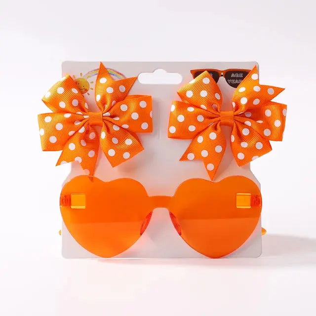 Cute Dot Hairpin and Heart Sunglasses Set for Kids - MaJuah