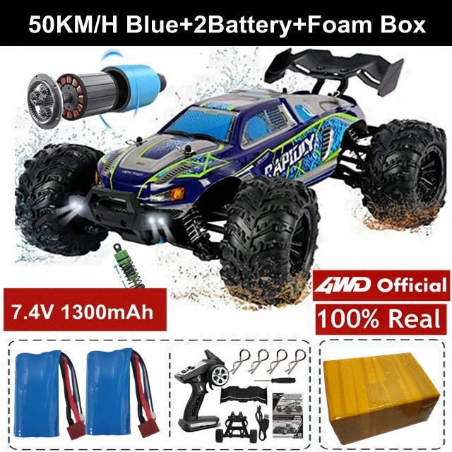 1:16 80km/h Brushless RC Drift Car With LED Lights 4WD Electric High Speed Racing Remote Control Monster Truck for Kids Adults