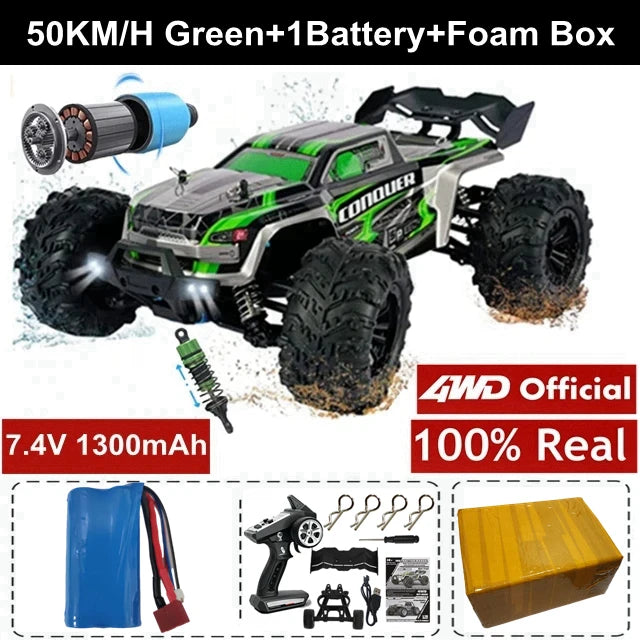 1:16 80km/h Brushless RC Drift Car With LED Lights 4WD Electric High Speed Racing Remote Control Monster Truck for Kids Adults