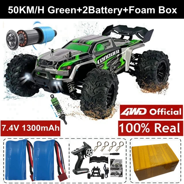 1:16 80km/h Brushless RC Drift Car With LED Lights 4WD Electric High Speed Racing Remote Control Monster Truck for Kids Adults