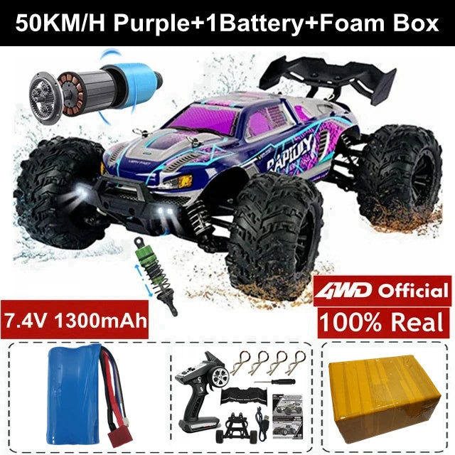1:16 80km/h Brushless RC Drift Car With LED Lights 4WD Electric High Speed Racing Remote Control Monster Truck for Kids Adults
