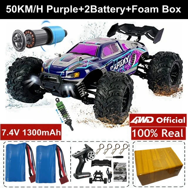 1:16 80km/h Brushless RC Drift Car With LED Lights 4WD Electric High Speed Racing Remote Control Monster Truck for Kids Adults