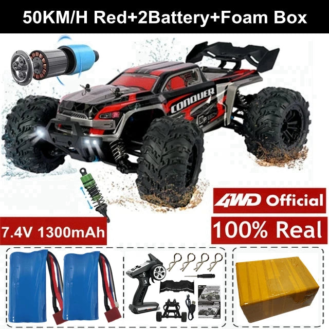 1:16 80km/h Brushless RC Drift Car With LED Lights 4WD Electric High Speed Racing Remote Control Monster Truck for Kids Adults