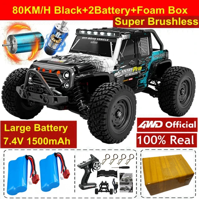 1:16 80km/h Brushless RC Drift Car With LED Lights 4WD Electric High Speed Racing Remote Control Monster Truck for Kids Adults