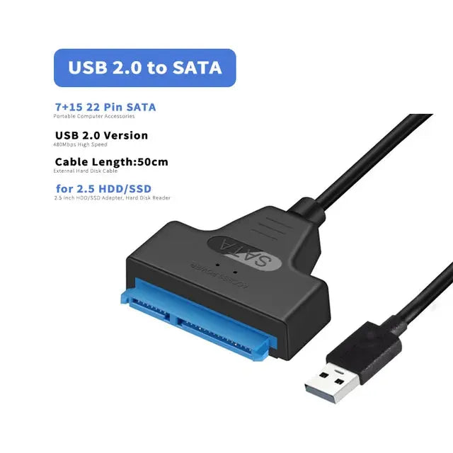 High-Speed USB SATA Cable External Hard Disk Reader 2.5 HDD SSD Hard Drive Adapter 22cm/35cm/50cm USB 3.0 - MaJuah