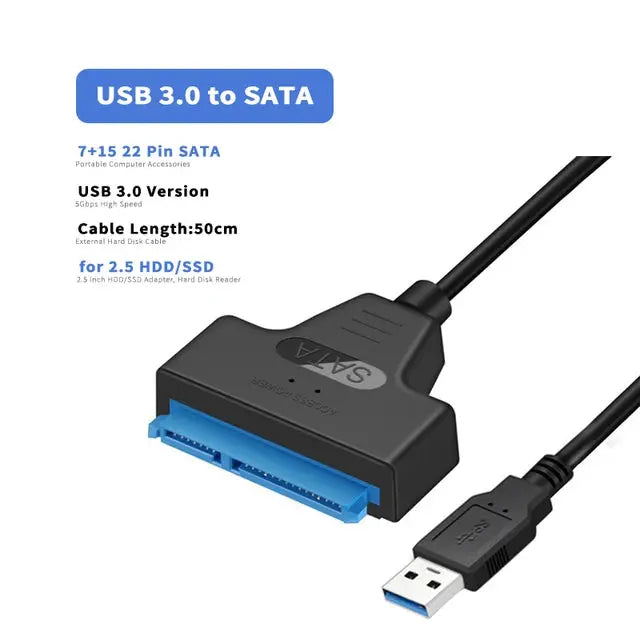 High-Speed USB SATA Cable External Hard Disk Reader 2.5 HDD SSD Hard Drive Adapter 22cm/35cm/50cm USB 3.0 - MaJuah