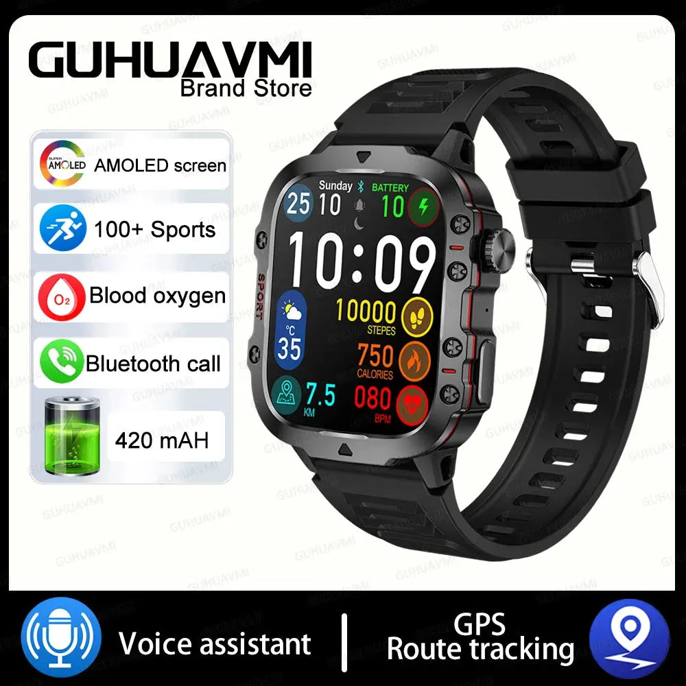 2024 Outdoor Military 3ATM Waterproof Smart Watch Men 420mAh Battery Heart Rate Sports Fitness Watches Bluetooth Call Smartwatch - MaJuah