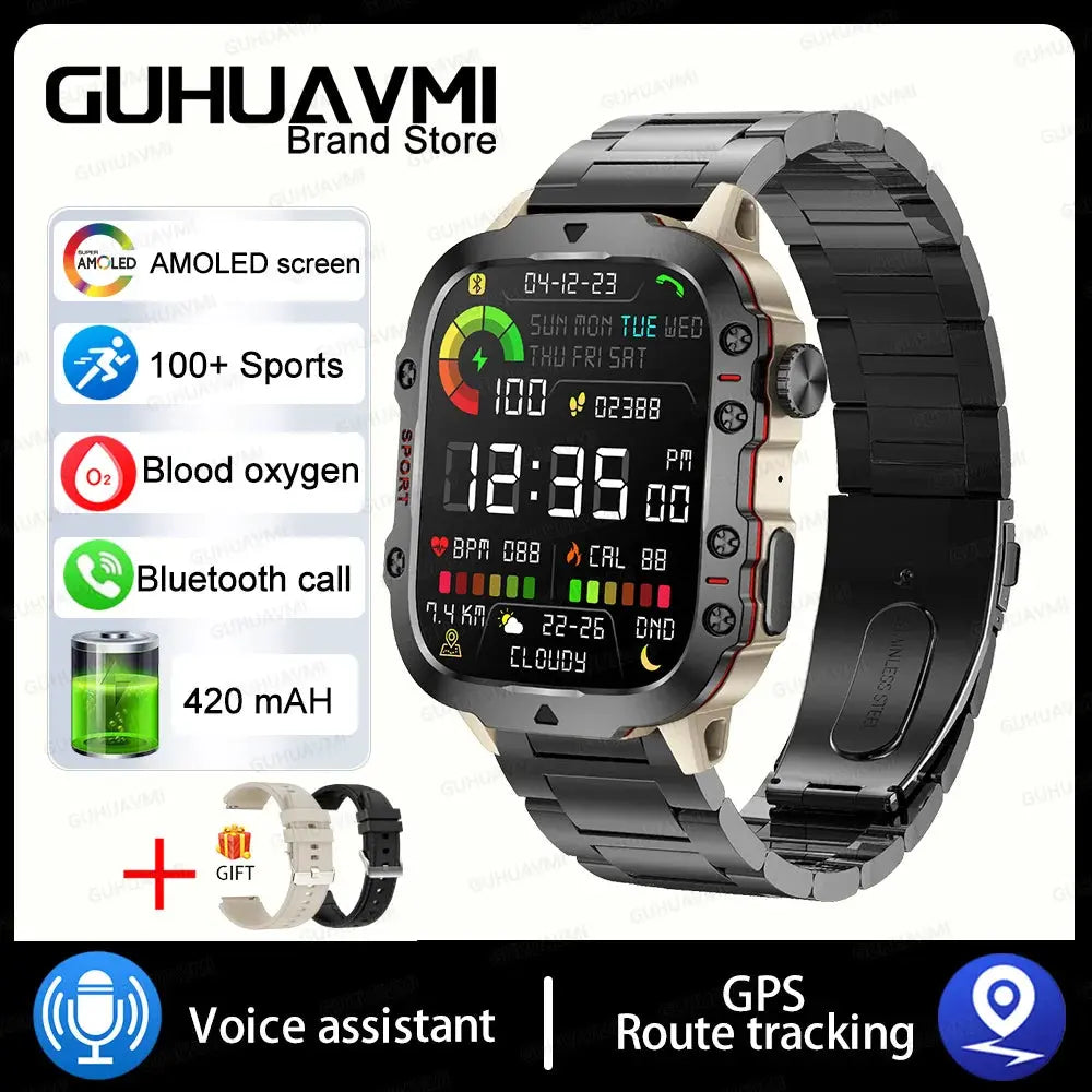 2024 Outdoor Military 3ATM Waterproof Smart Watch Men 420mAh Battery Heart Rate Sports Fitness Watches Bluetooth Call Smartwatch - MaJuah