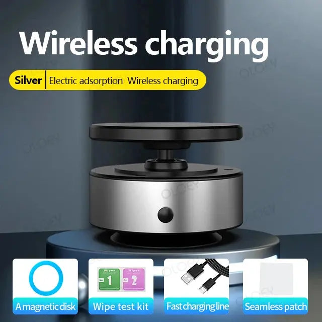 Wireless fast charging 360°rotatable vacum car holder For iPhone Samsung Xiaomi magnetic car mount vacuum phone holder - MaJuah