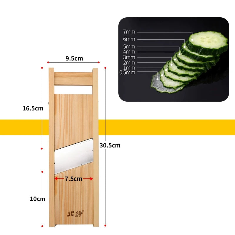 Wooden Adjustable Vegetables Cutter 0.5-7mm Slicer for Potato,Tomato and Onion Cabbage Shredder Chip Fruit Chopper