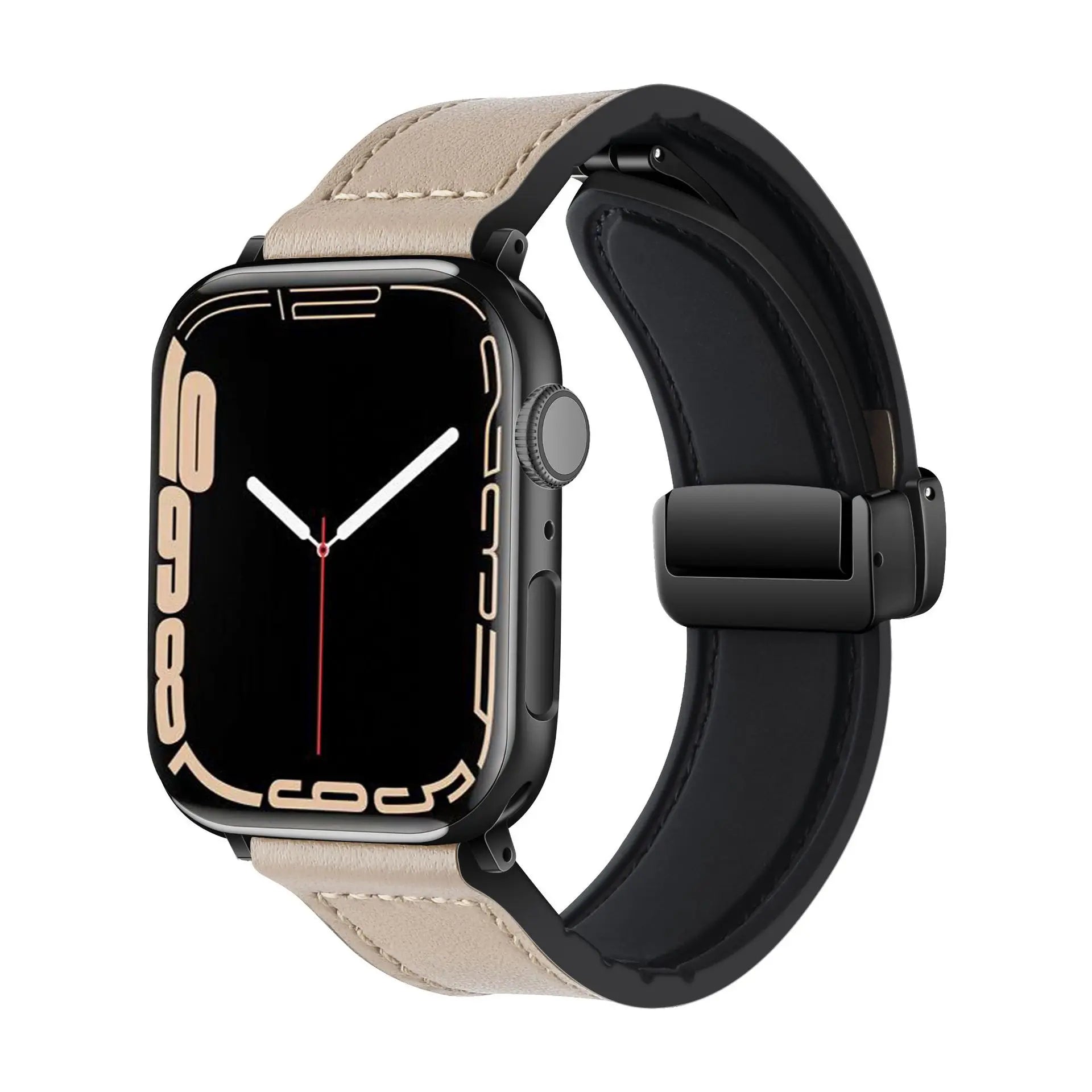 Magnetic Strap for Apple watch band 44mm 40mm 45mm 41mm Genuine Leather+silicone bracelet iWatch series 9 8 7 6 se ultra 2 49mm