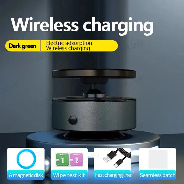 Wireless fast charging 360°rotatable vacum car holder For iPhone Samsung Xiaomi magnetic car mount vacuum phone holder - MaJuah