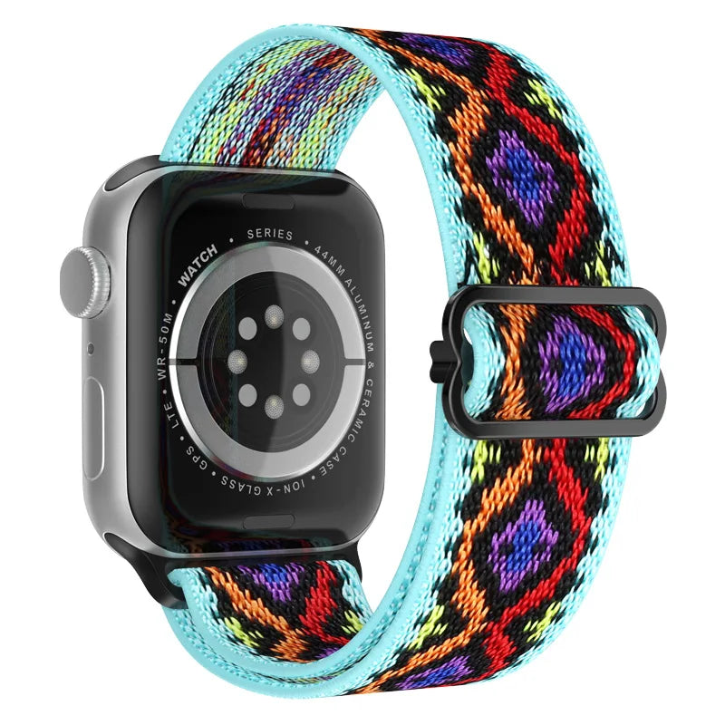 Elastic Strap for Apple Watch Series 9/8/7 6 5 4 Se ultra 2 49mm 41mm 45mm 40mm/44mm pride Nylon loop Shiny Bracelet iWatch Band