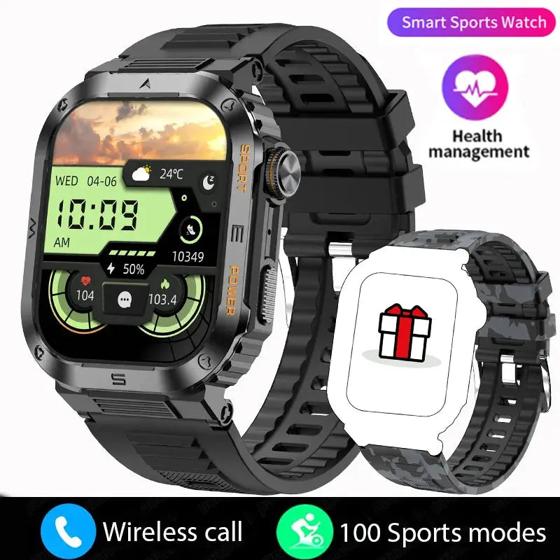 Rugged And Durable Military Smart Watch Ip68 Waterproof 2.01 '' HD Display Bluetooth Voice Smart Watch For Android IOS XIAOMI - MaJuah