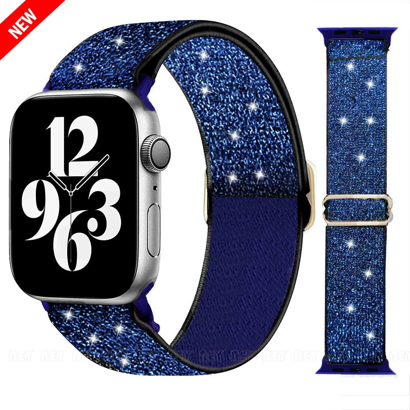 Elastic Strap for Apple Watch Series 9/8/7 6 5 4 Se ultra 2 49mm 41mm 45mm 40mm/44mm pride Nylon loop Shiny Bracelet iWatch Band