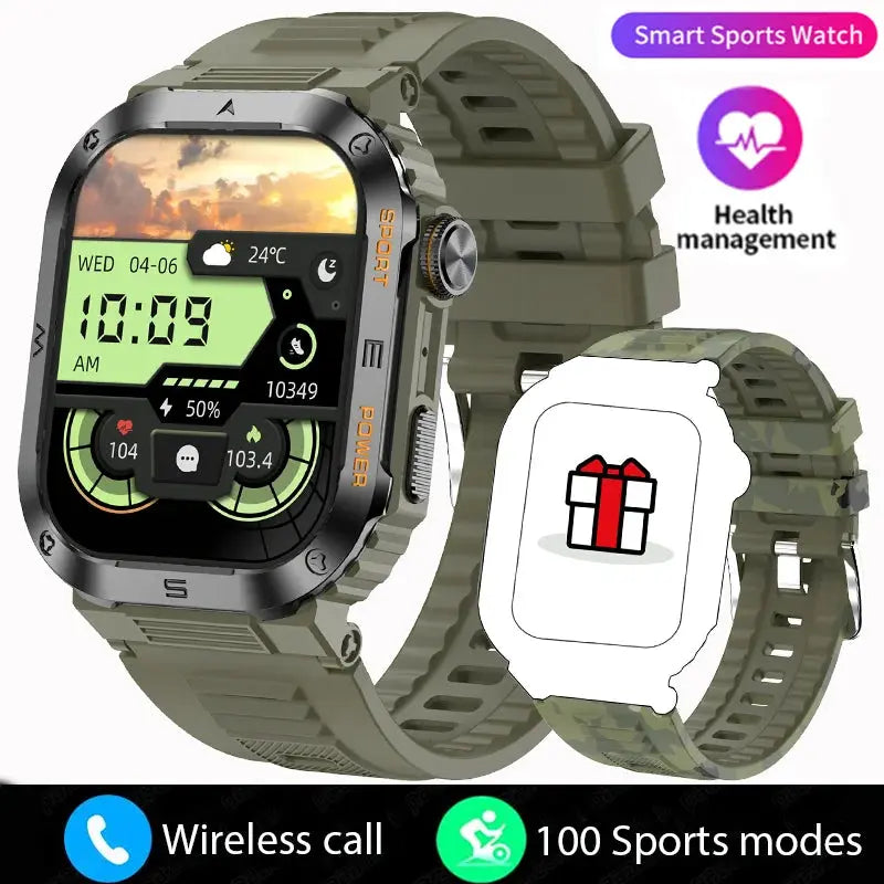 Rugged And Durable Military Smart Watch Ip68 Waterproof 2.01 '' HD Display Bluetooth Voice Smart Watch For Android IOS XIAOMI - MaJuah