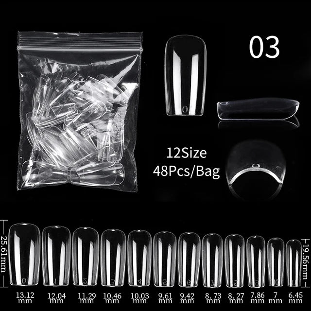 Press on Nails Coffin Soft Gel Tips Full Cover Fake Acrylic UV Gel Nails Extension System Oval Almond Sculpted False Nail Tips