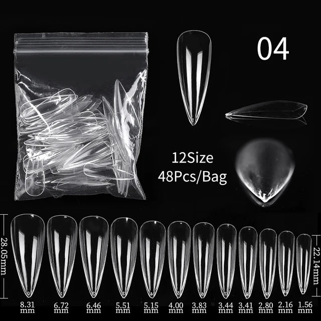 Press on Nails Coffin Soft Gel Tips Full Cover Fake Acrylic UV Gel Nails Extension System Oval Almond Sculpted False Nail Tips