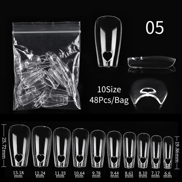 Press on Nails Coffin Soft Gel Tips Full Cover Fake Acrylic UV Gel Nails Extension System Oval Almond Sculpted False Nail Tips