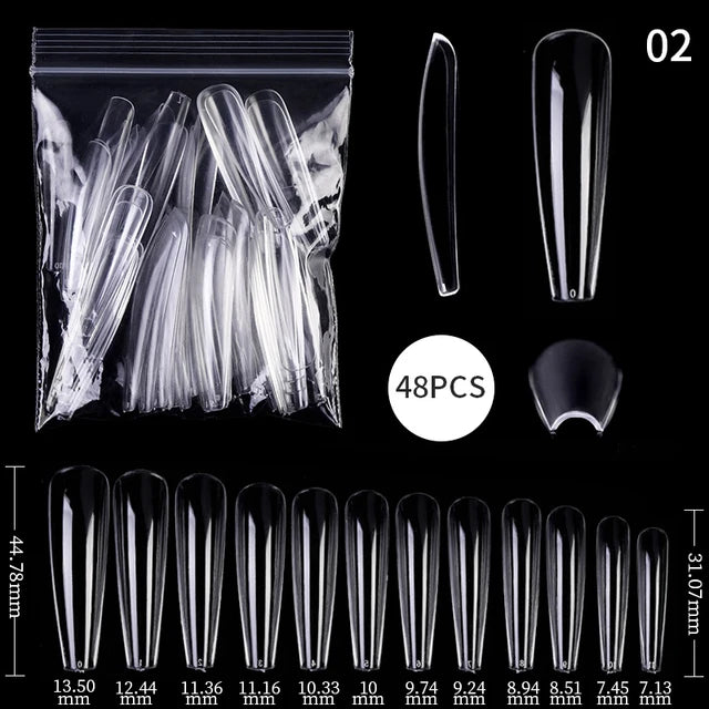 Press on Nails Coffin Soft Gel Tips Full Cover Fake Acrylic UV Gel Nails Extension System Oval Almond Sculpted False Nail Tips