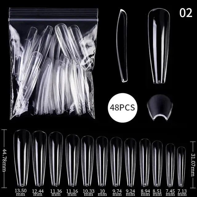 Press on Nails Coffin Soft Gel Tips Full Cover Fake Acrylic UV Gel Nails Extension System Oval Almond Sculpted False Nail Tips - MaJuah