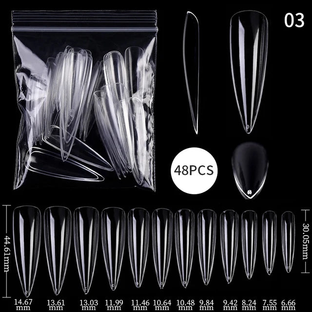 Press on Nails Coffin Soft Gel Tips Full Cover Fake Acrylic UV Gel Nails Extension System Oval Almond Sculpted False Nail Tips