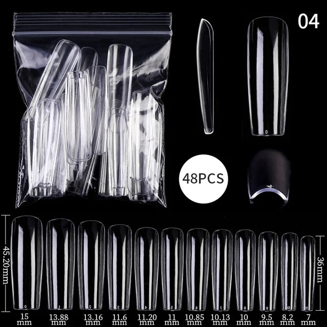 Press on Nails Coffin Soft Gel Tips Full Cover Fake Acrylic UV Gel Nails Extension System Oval Almond Sculpted False Nail Tips
