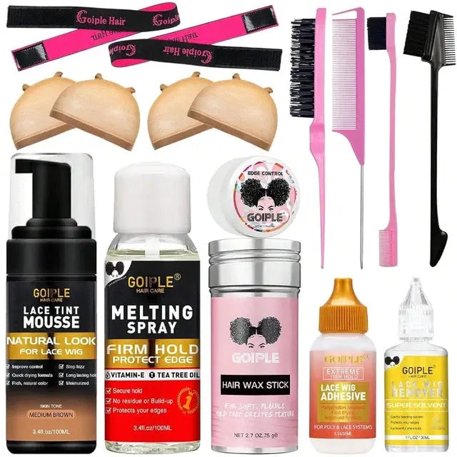 GOIPLE Edge Control Wax Stick Kit for Slick Baby Hair Lace Wig Extensions Adhesive Glue Gel Hair Tool Melting Spray Tint Mousse - MaJuah